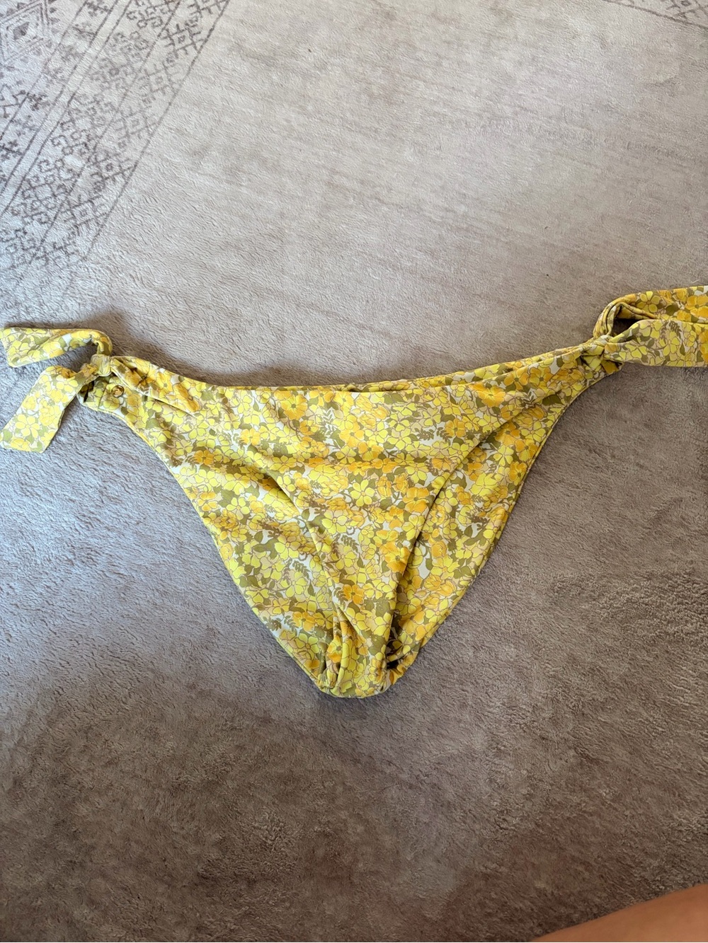 RVCA Yellow Floral Tie-Side Bikini Bottom
